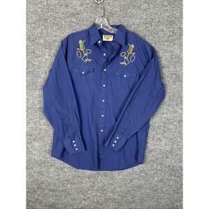 Authentic Western Youngbloods Men Pearl Snap Shirt Large Embroidered Boots Lasso